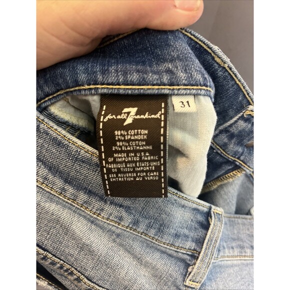 Seven 7 For All Mankind Skinny Crop & Roll Blue Denim Jeans Women's Size 31 - Picture 5 of 6